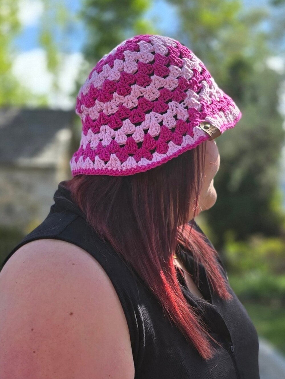 Handmade Pink Crochet Bucket Hat - Women's Accessory